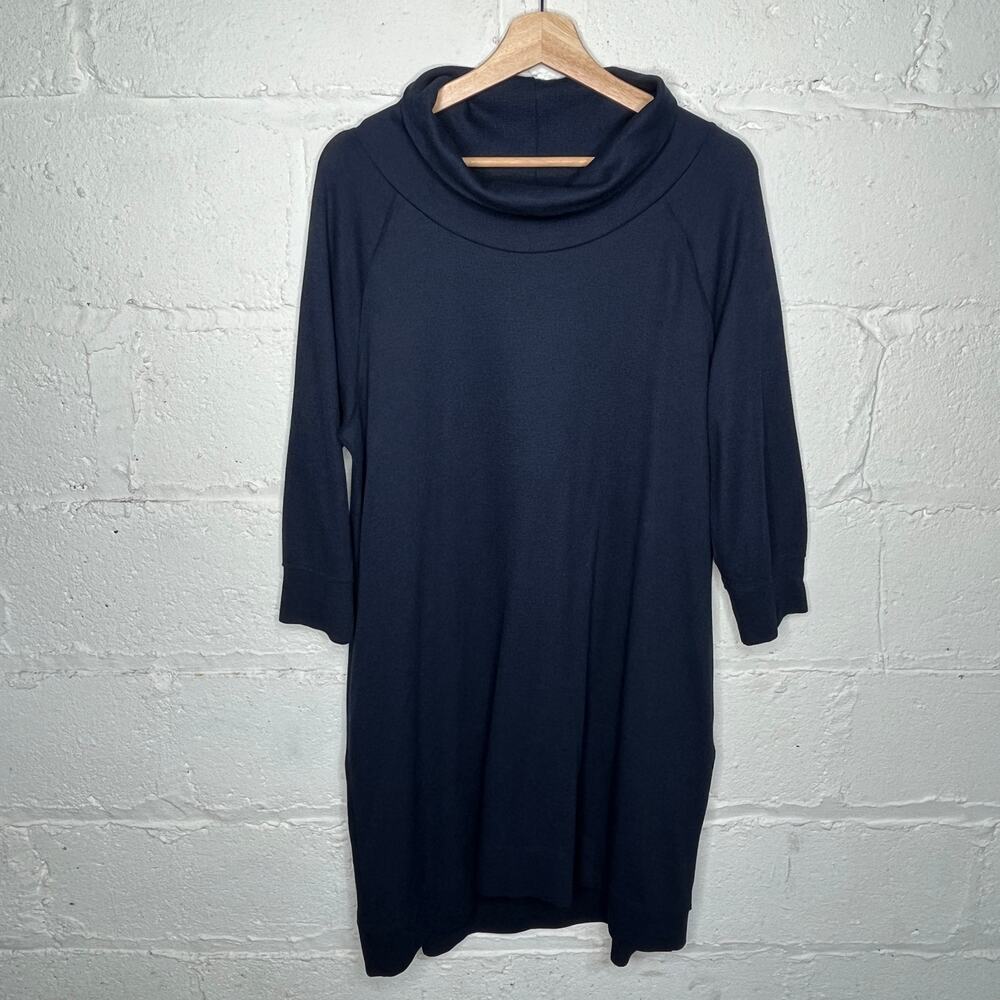 Southcott Threads Women's Waffle Knit Cowl‎ Neck Navy Dress with Pockets Size XL